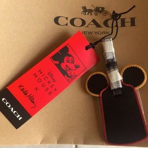 Coach Disney Mickey leather Ear luggage tag